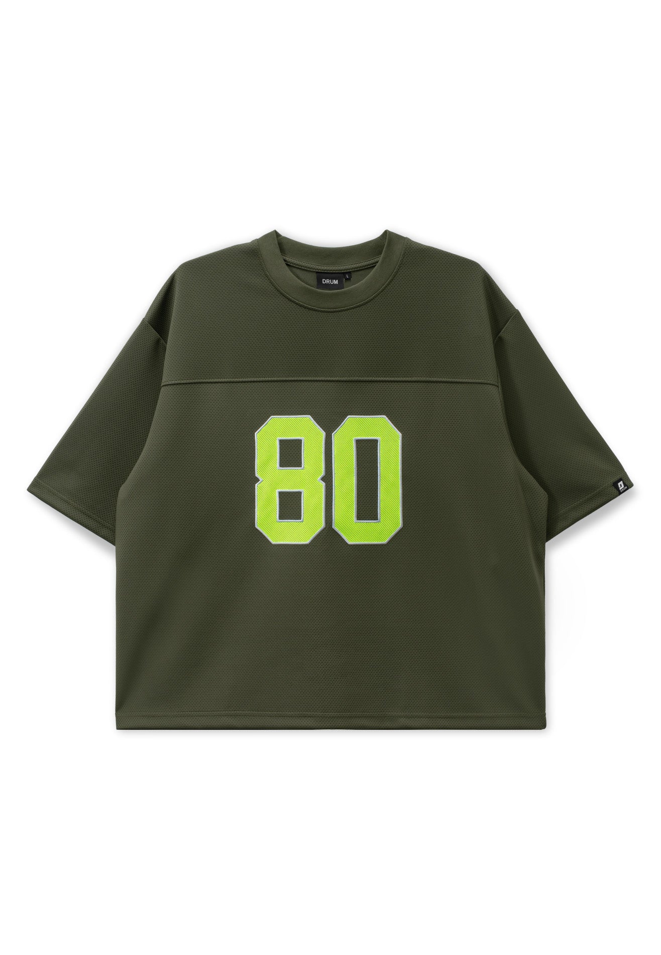 DRUM S. Applique 80 Embroidery Oversized Boxy Tee- Army Green