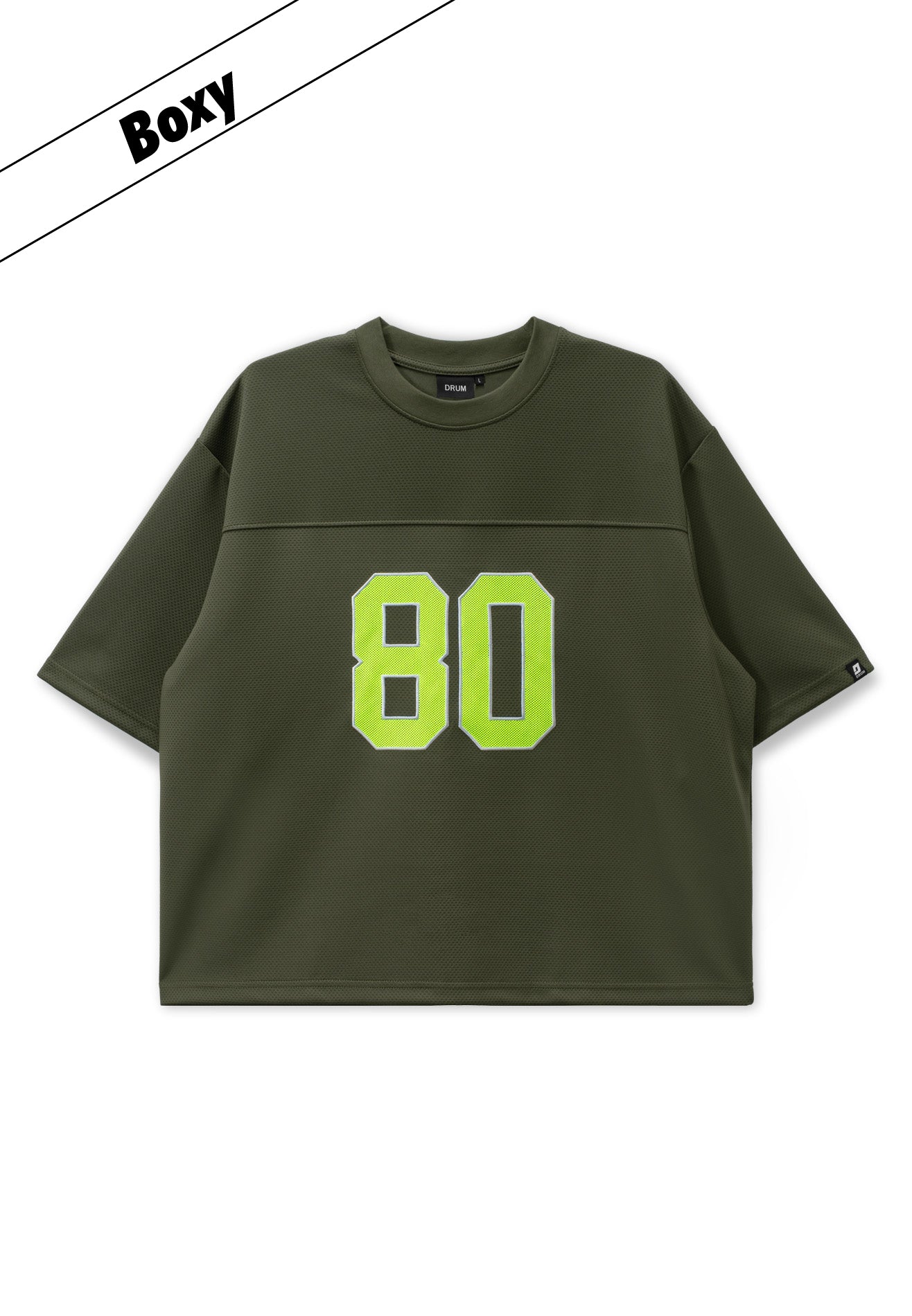 DRUM S. Applique 80 Embroidery Oversized Boxy Tee- Army Green