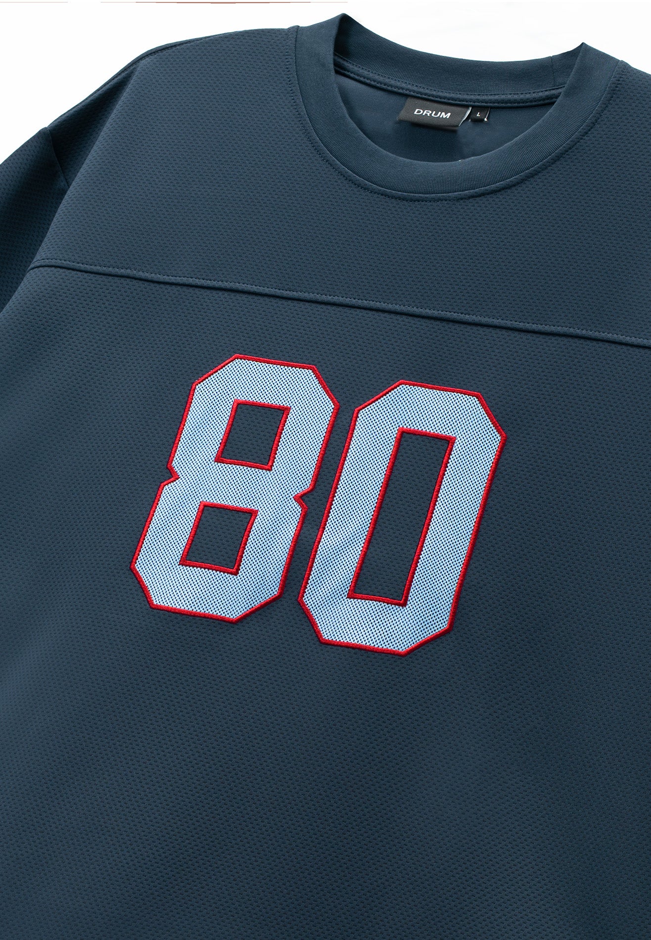 DRUM S. Applique 80 Embroidery Oversized Boxy Tee- Navy