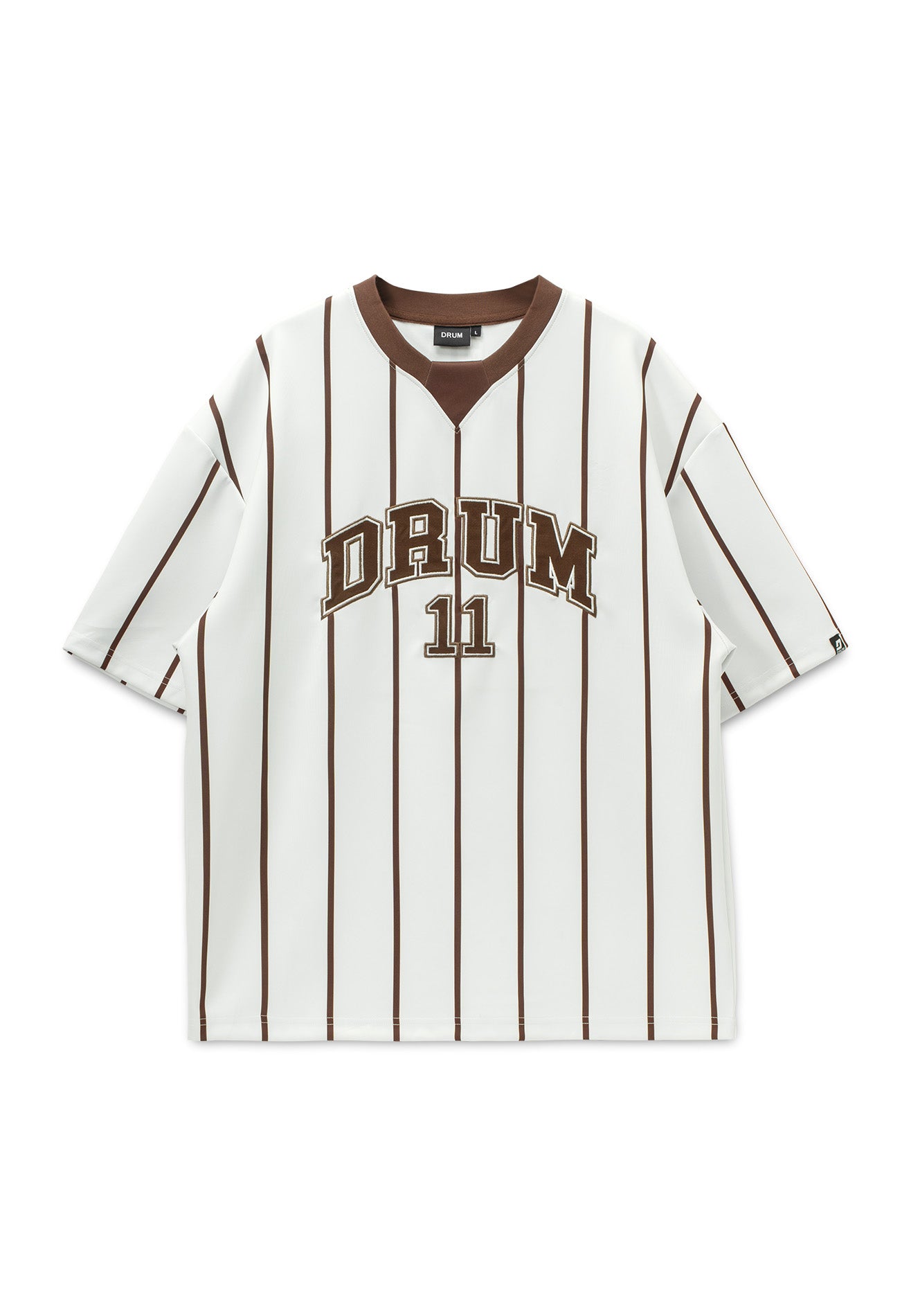 DRUM S. Vertical Striped Printed Oversized Jersey- White