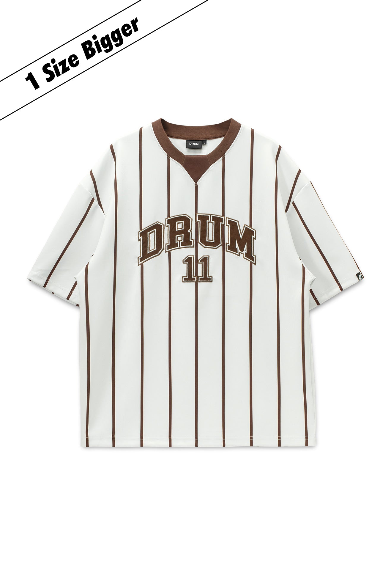 DRUM S. Vertical Striped Printed Oversized Jersey- White