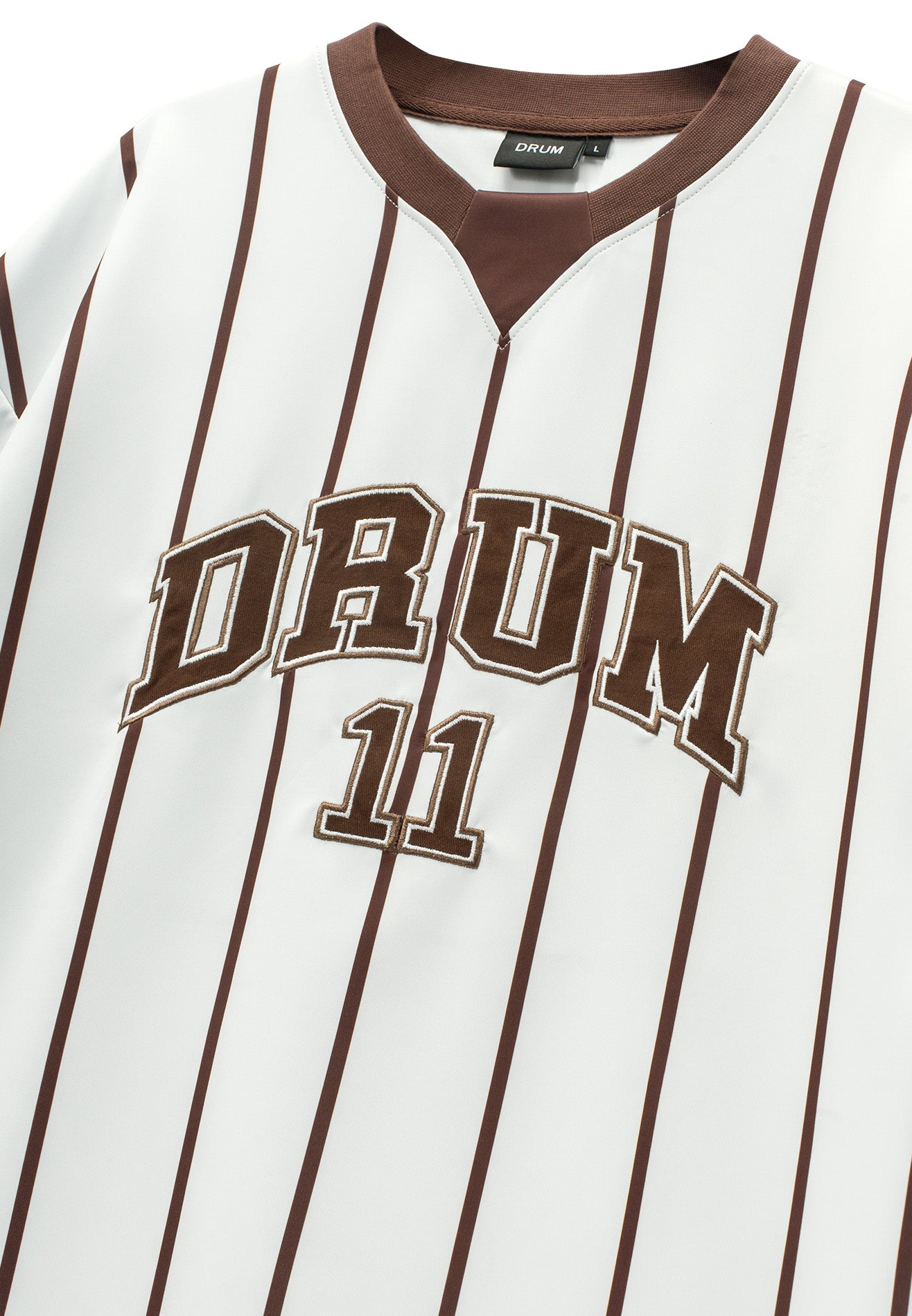 DRUM S. Vertical Striped Printed Oversized Jersey- White