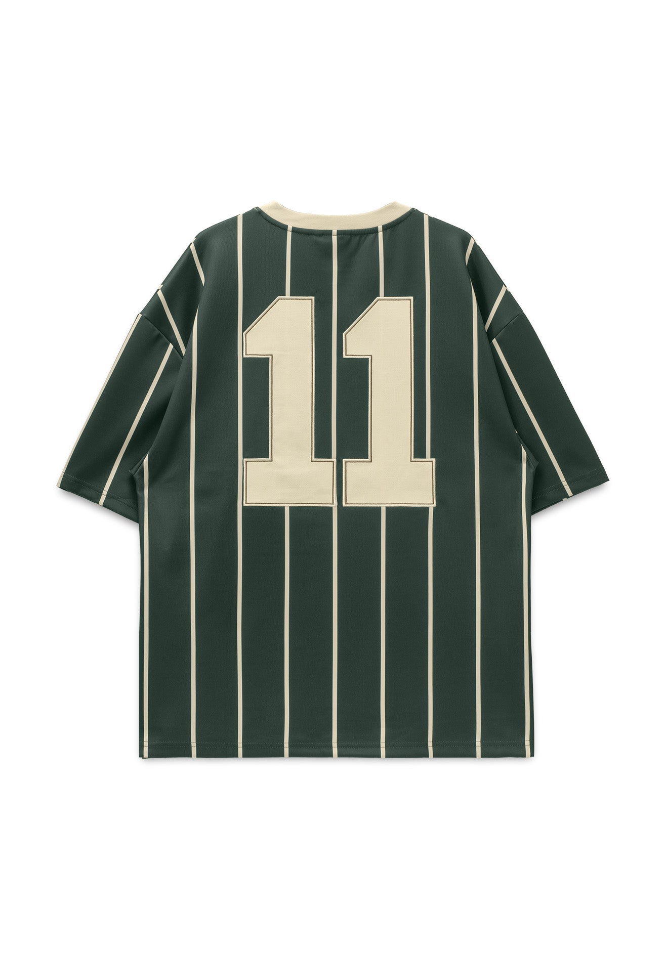 DRUM S. Vertical Striped Printed Oversized Jersey- Dark Green
