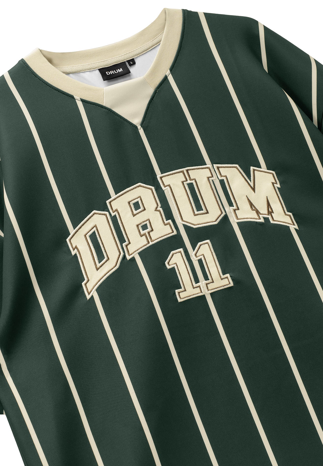 DRUM S. Vertical Striped Printed Oversized Jersey- Dark Green
