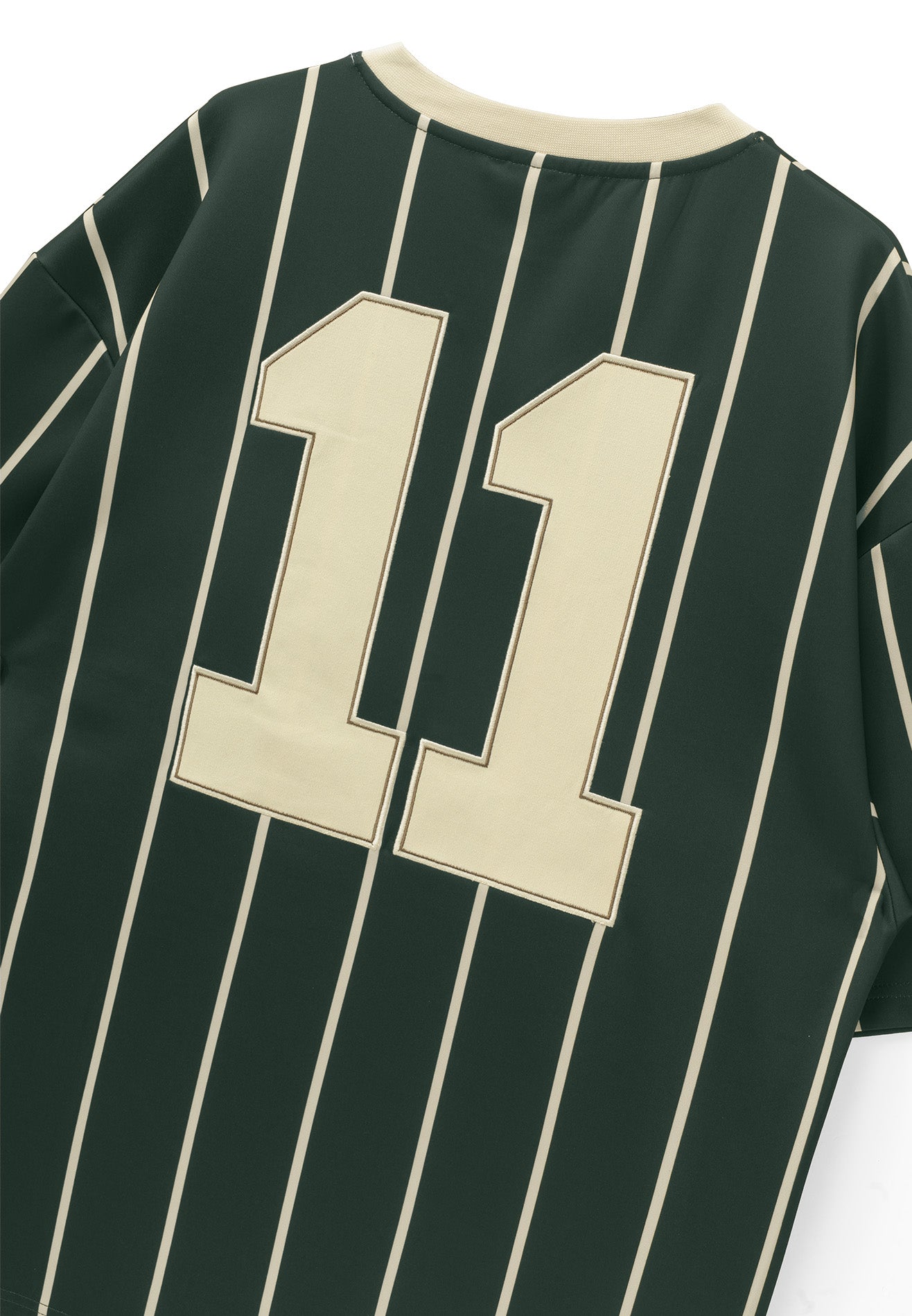 DRUM S. Vertical Striped Printed Oversized Jersey- Dark Green