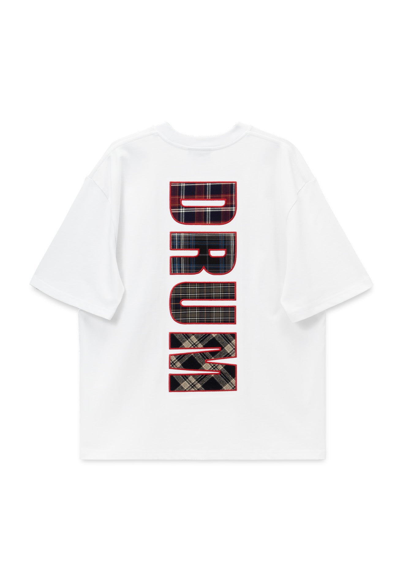 DRUM S. Flannel Applique Oversized Tee- White