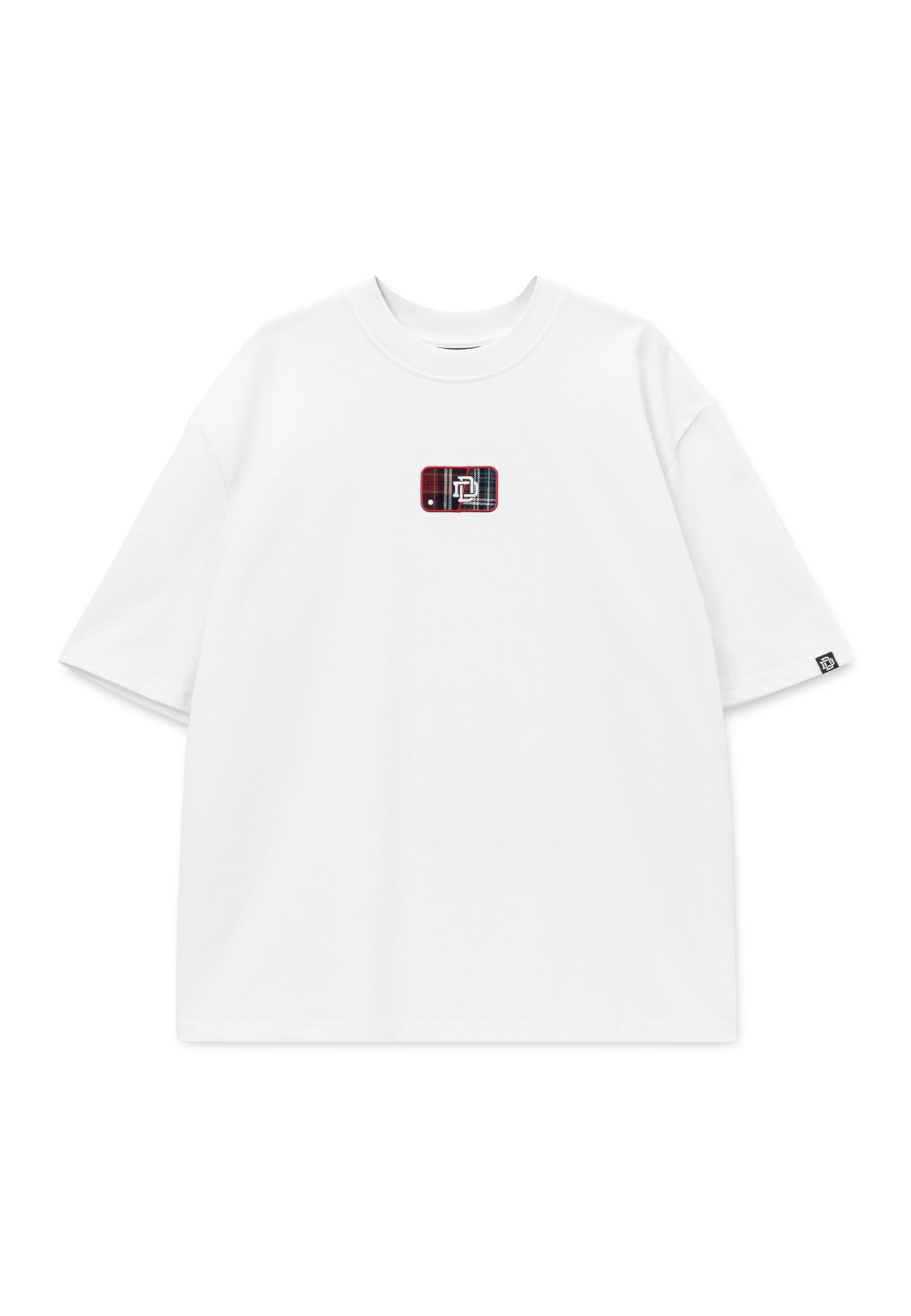 DRUM S. Flannel Applique Oversized Tee- White