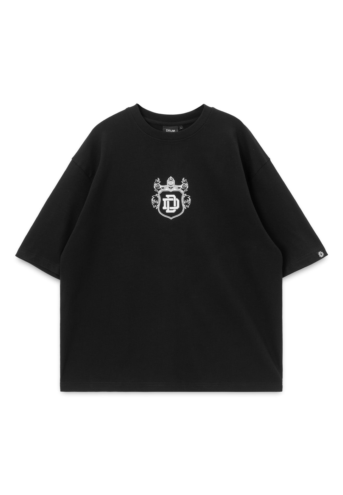 DRUM S. Iconic Velvet Flocking Oversized Tee- Black