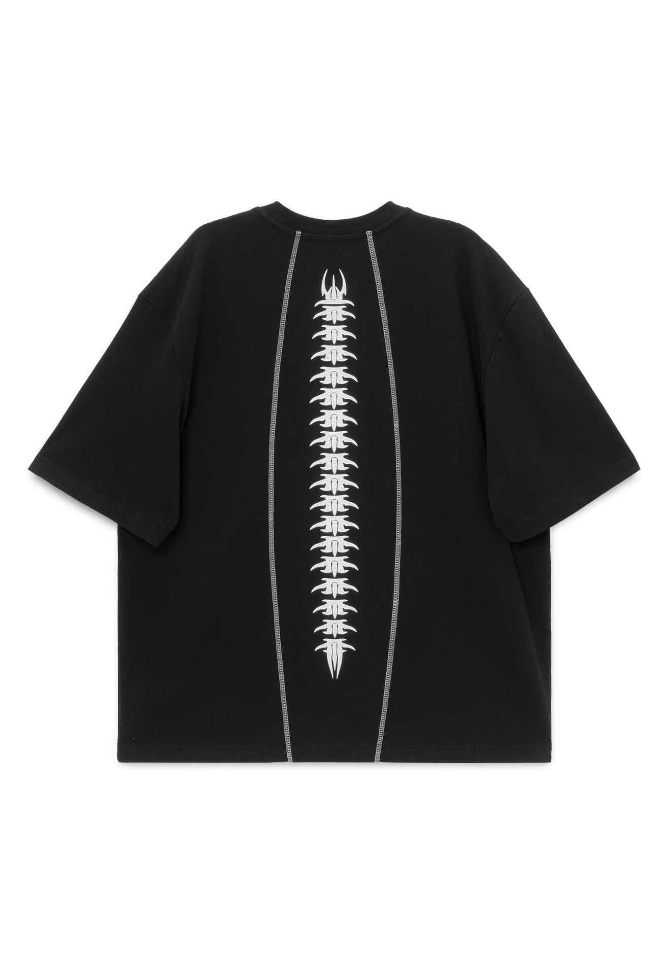 DRUM X AOS Trible Graphic Cracking Rubber Print Oversized Tee- Black