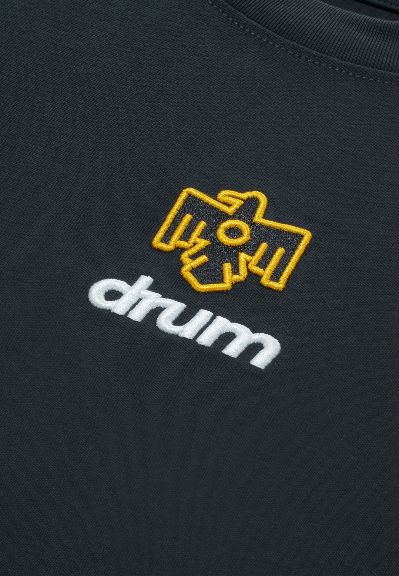 DRUM X AOS Logo Embroidery Trible Graphic Cracking Rubber Print Oversized Tee- Navy
