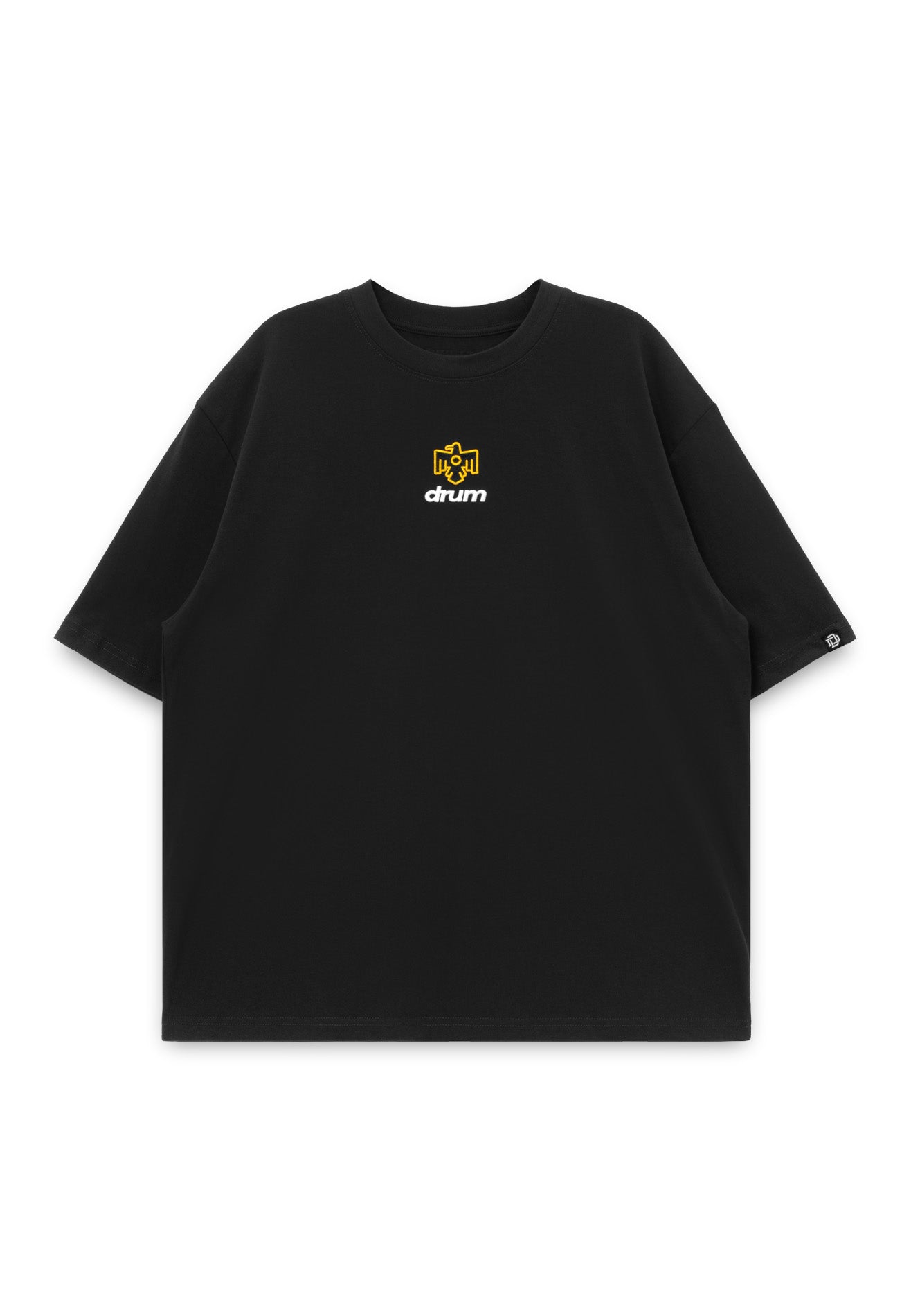 DRUM X AOS Logo Embroidery Trible Graphic Cracking Rubber Print Oversized Tee- Black