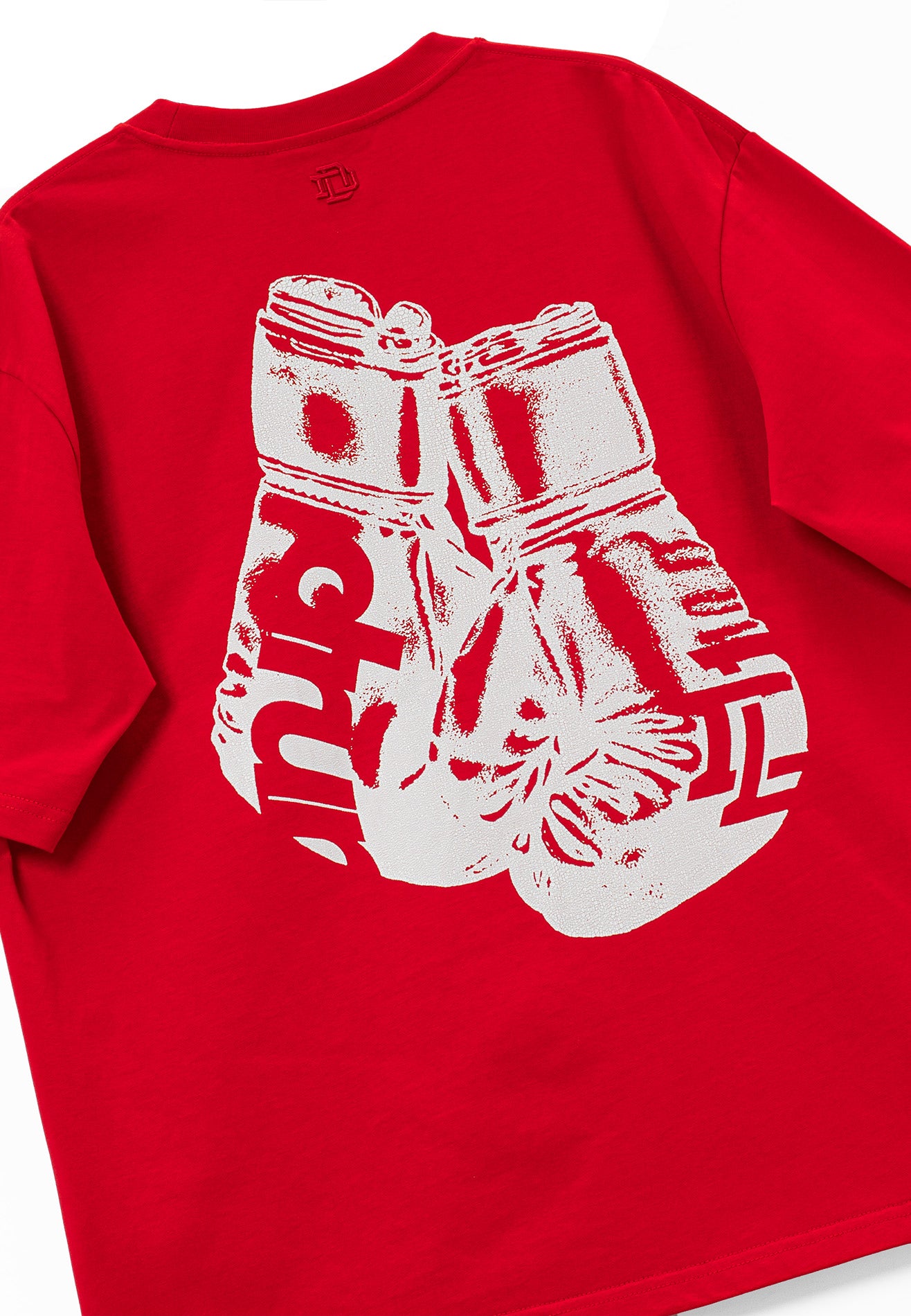 Drum X Kabilan Boxing Glove Grunge Photoprint Oversized Tee- Red