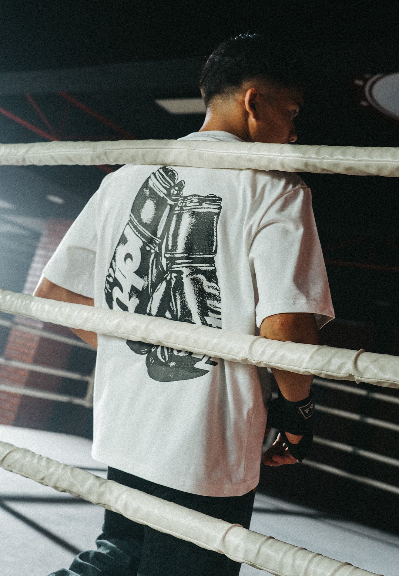 Drum X Kabilan Boxing Glove Grunge Photoprint Oversized Tee- White
