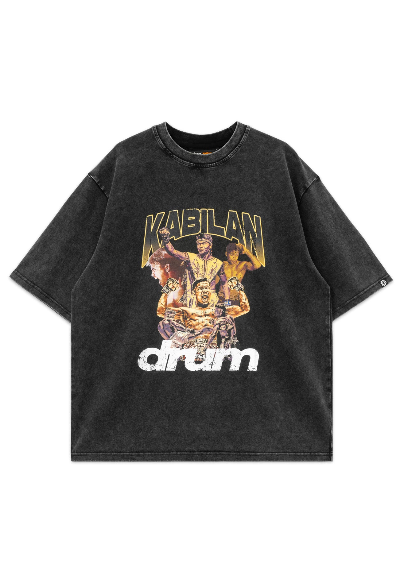Drum X Kabilan The Rise Grunge Photoprint Oversized Tee- Dark Grey Stoned Washed