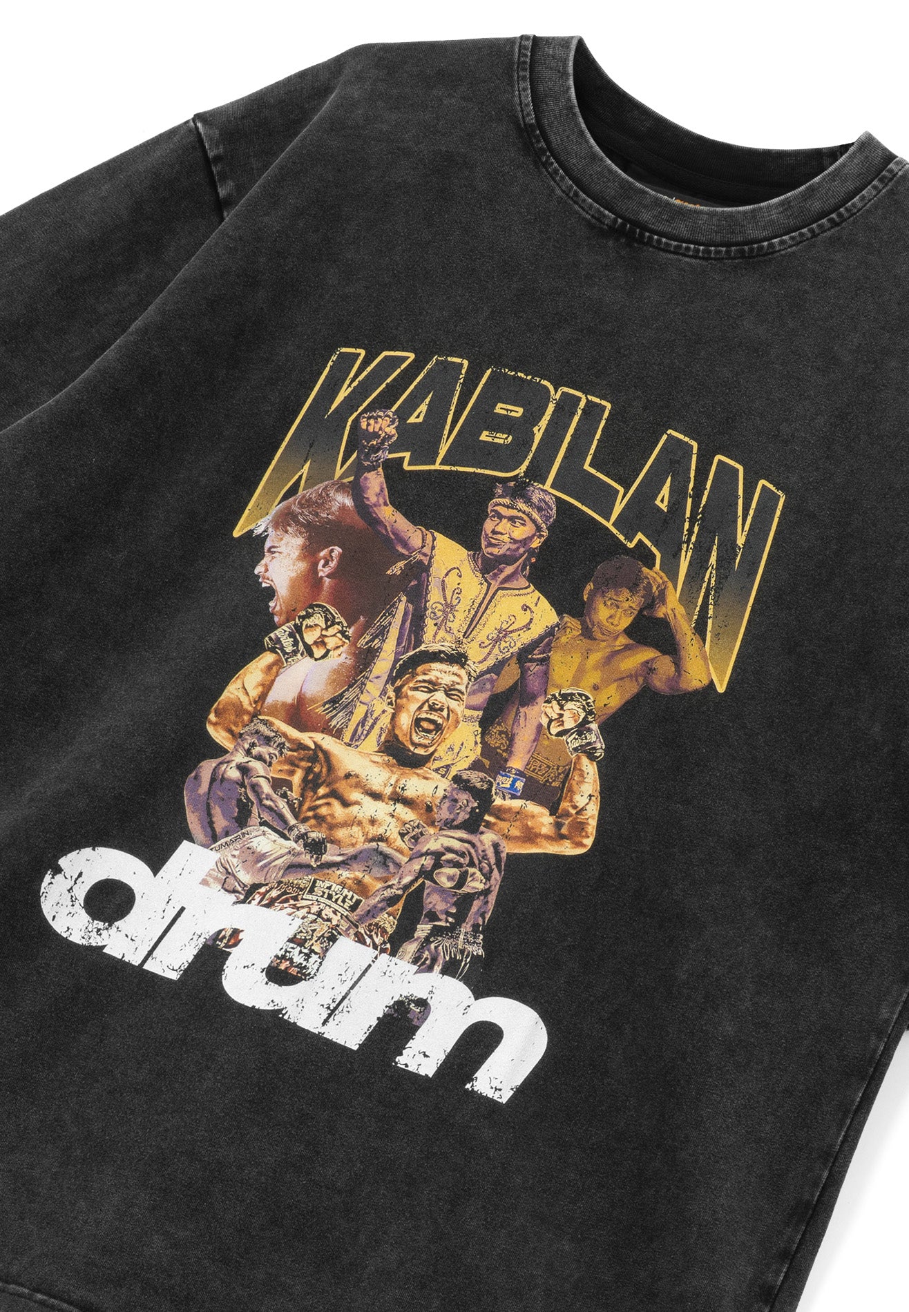 Drum X Kabilan The Rise Grunge Photoprint Oversized Tee- Dark Grey Stoned Washed