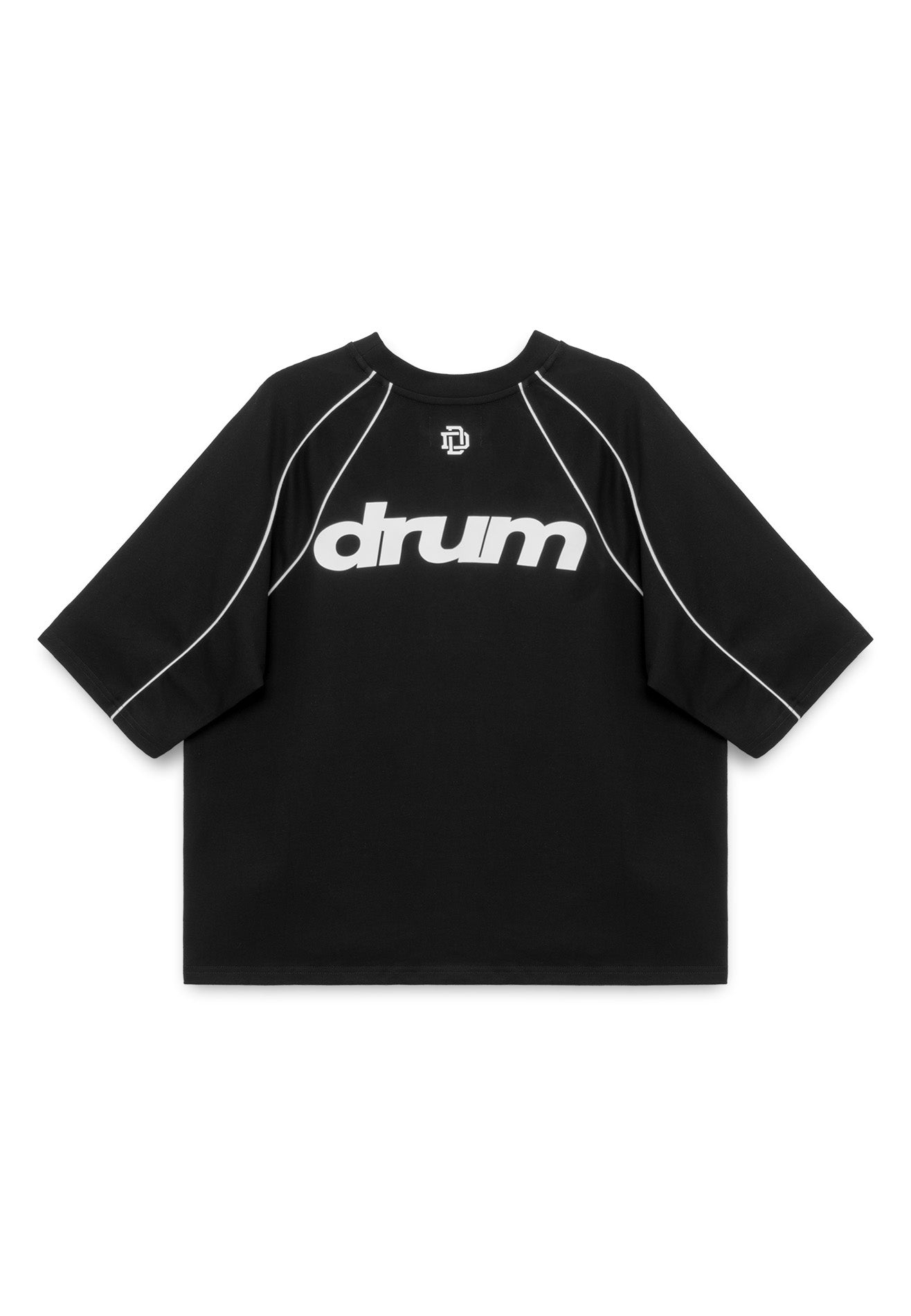 DRUM X AOS Silicon Logo Piping Oversized Boxy Tee- Black
