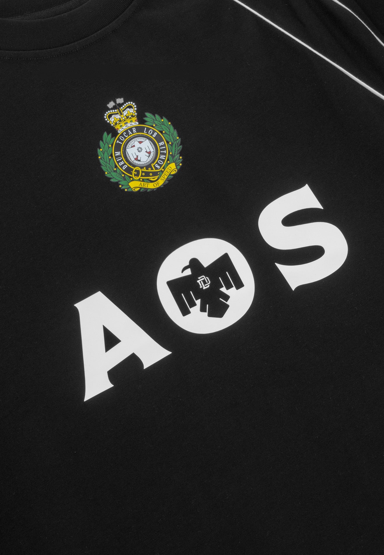 DRUM X AOS Silicon Logo Piping Oversized Boxy Tee- Black