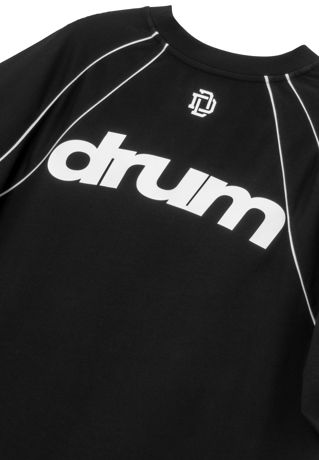 DRUM X AOS Silicon Logo Piping Oversized Boxy Tee- Black