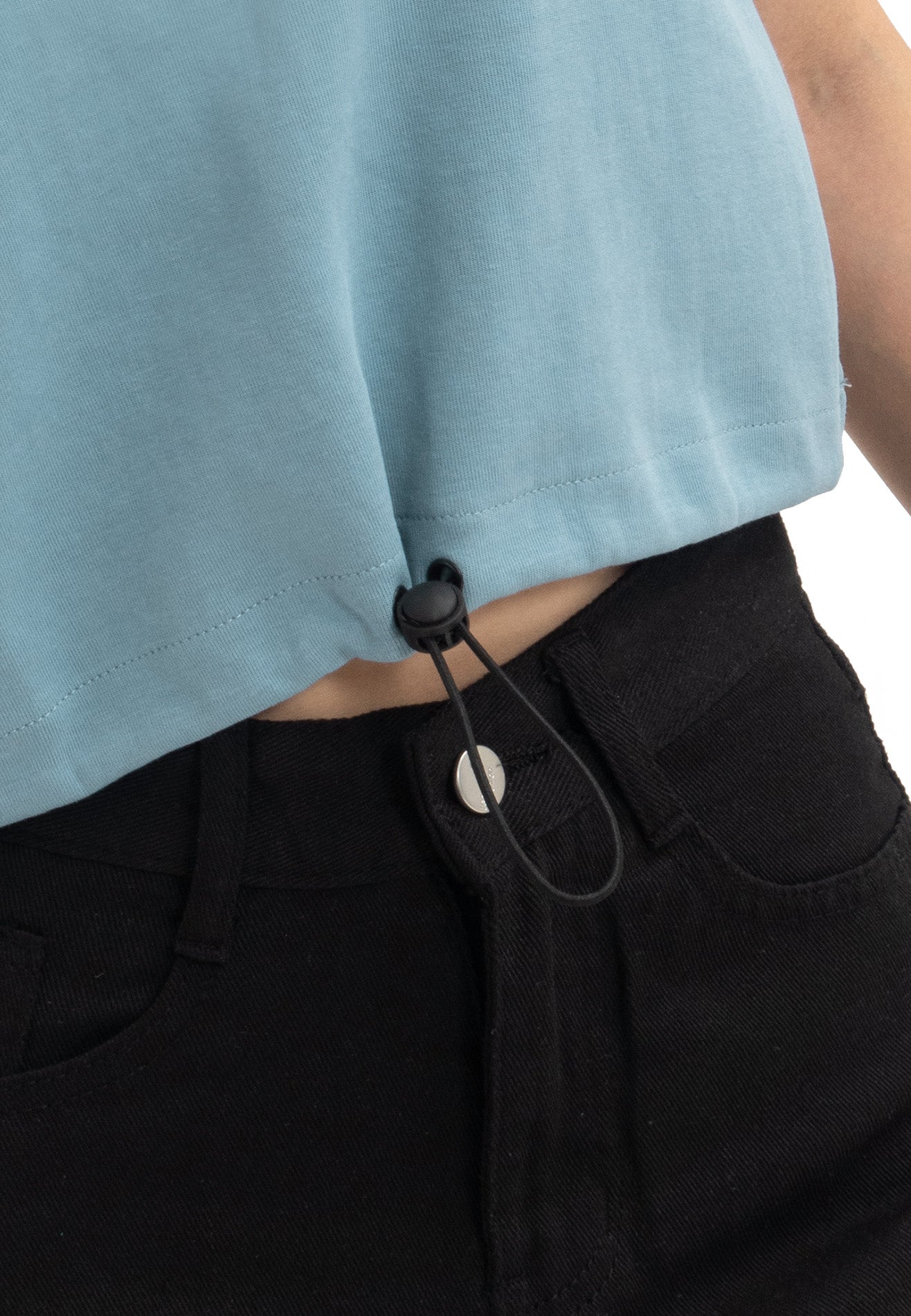 DRUM SELECT Women Drawstring Crop Top- Blue