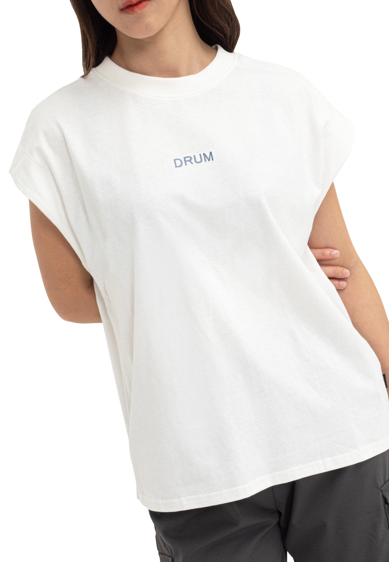 DRUM SELECT Women Beats Embroidery Top- White