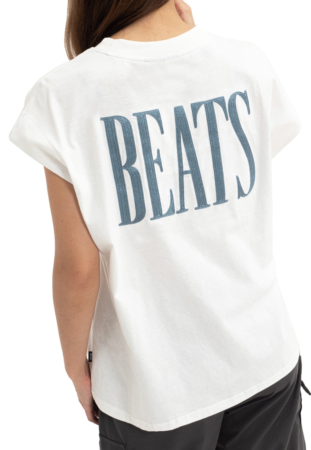 DRUM SELECT Women Beats Embroidery Top- White