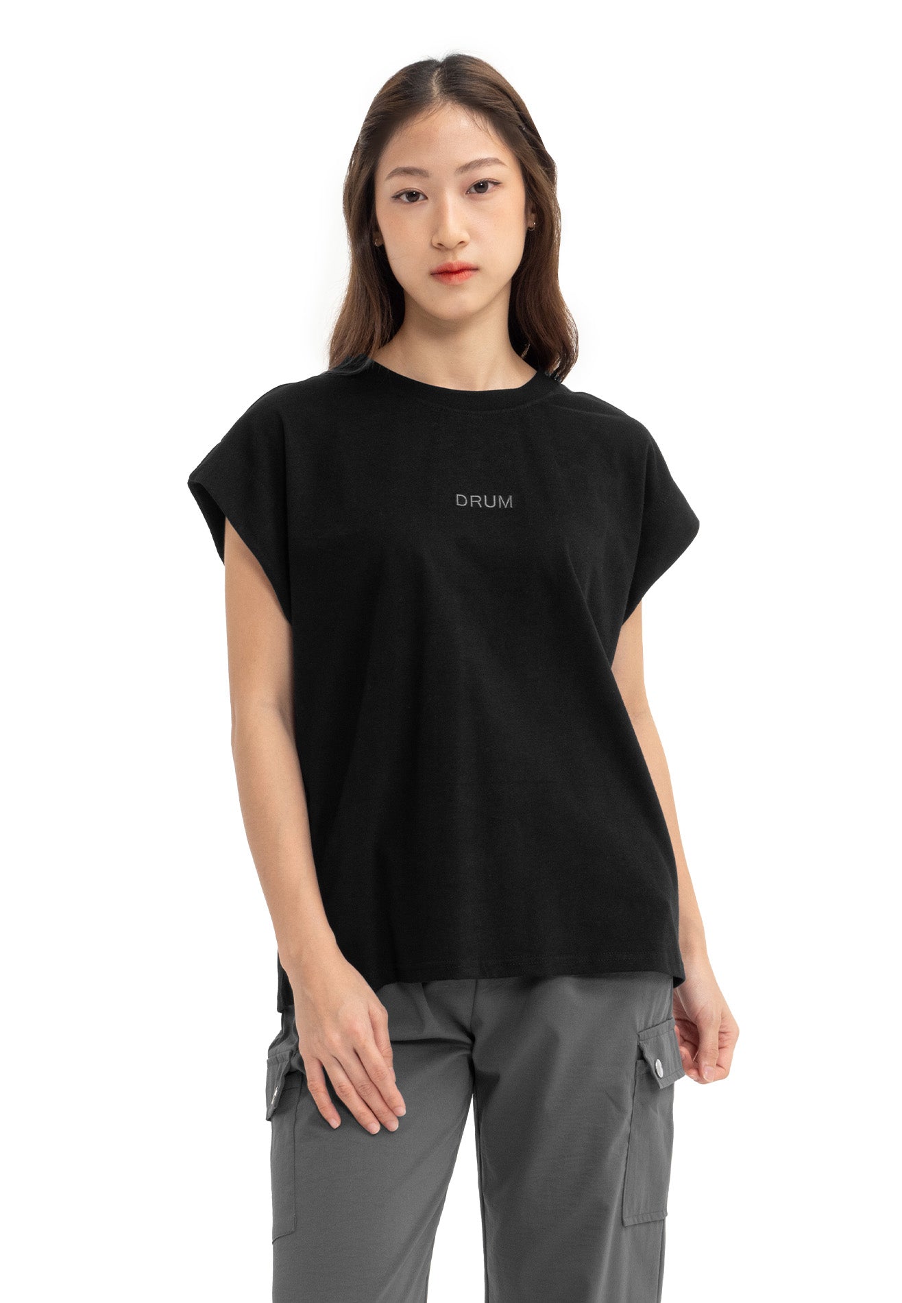 DRUM SELECT Women Beats Embroidery Top- Black
