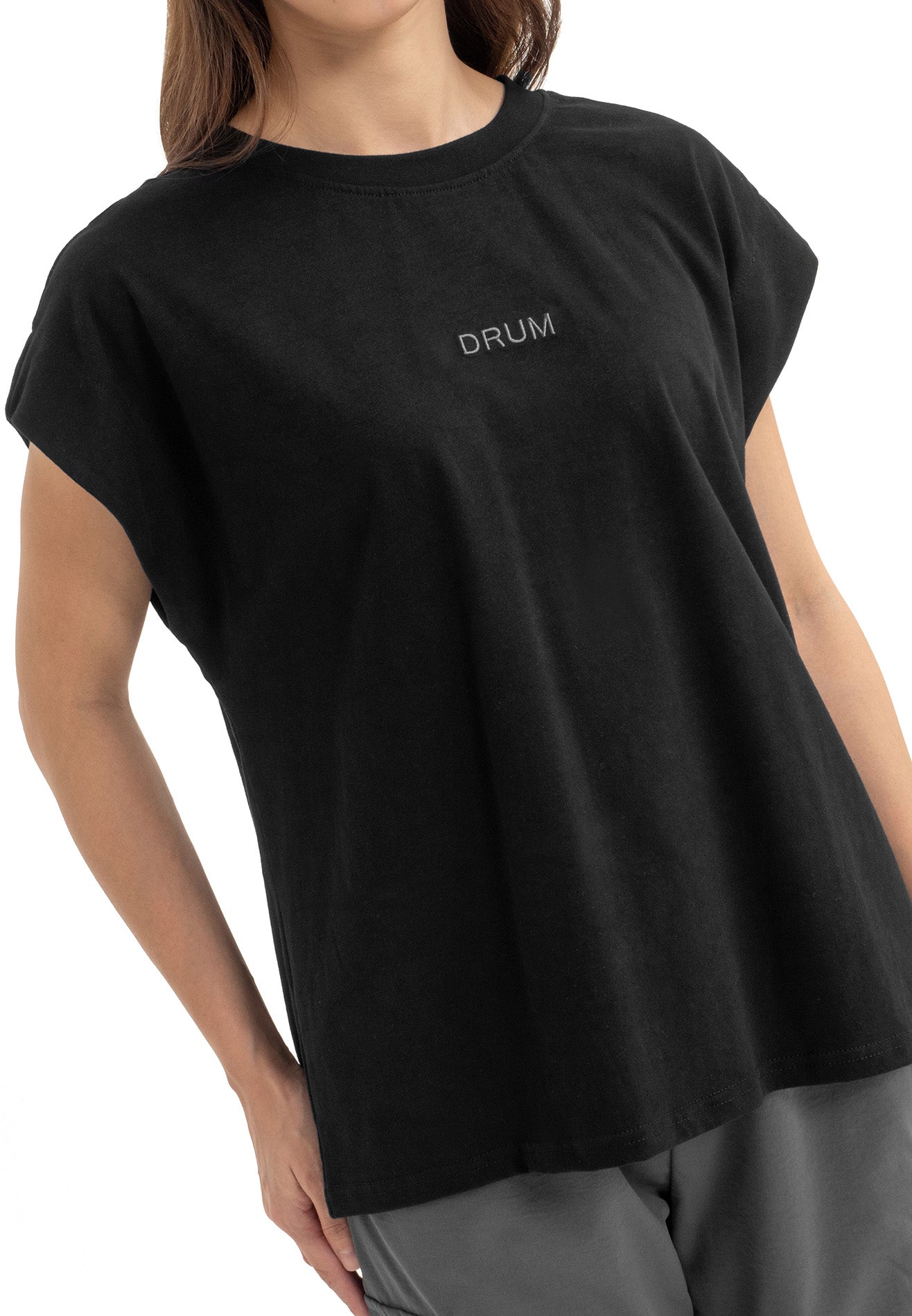 DRUM SELECT Women Beats Embroidery Top- Black