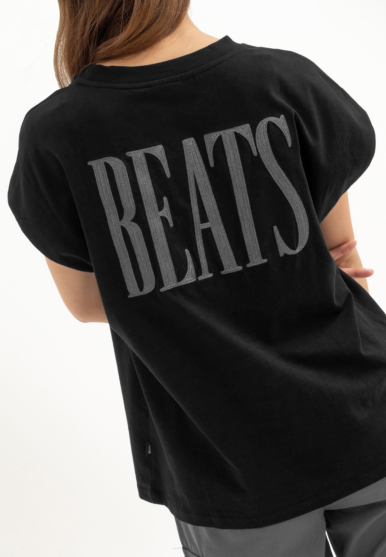 DRUM SELECT Women Beats Embroidery Top- Black