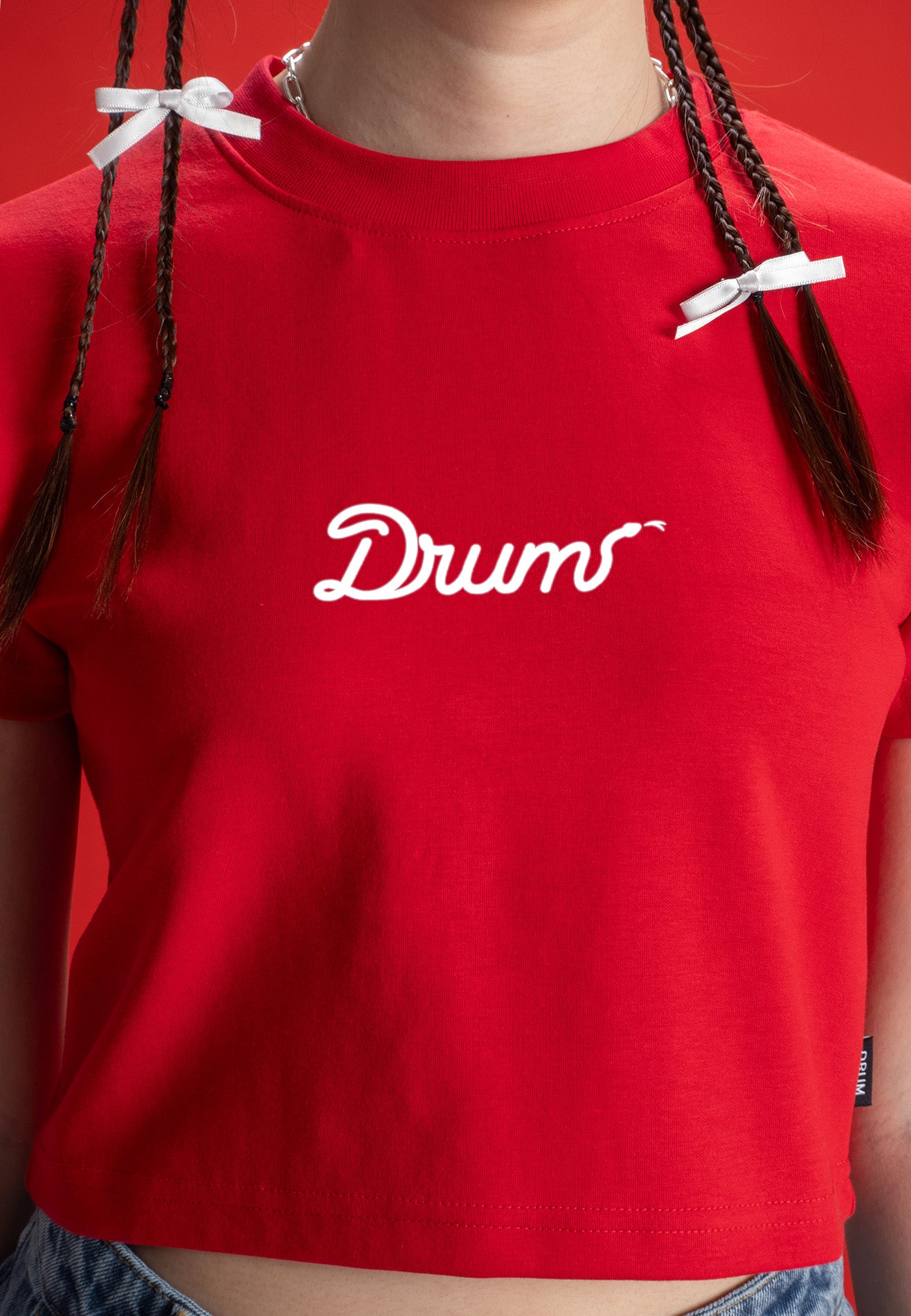 DRUM SELECT Women Reflective Slogan CNY Top- Red
