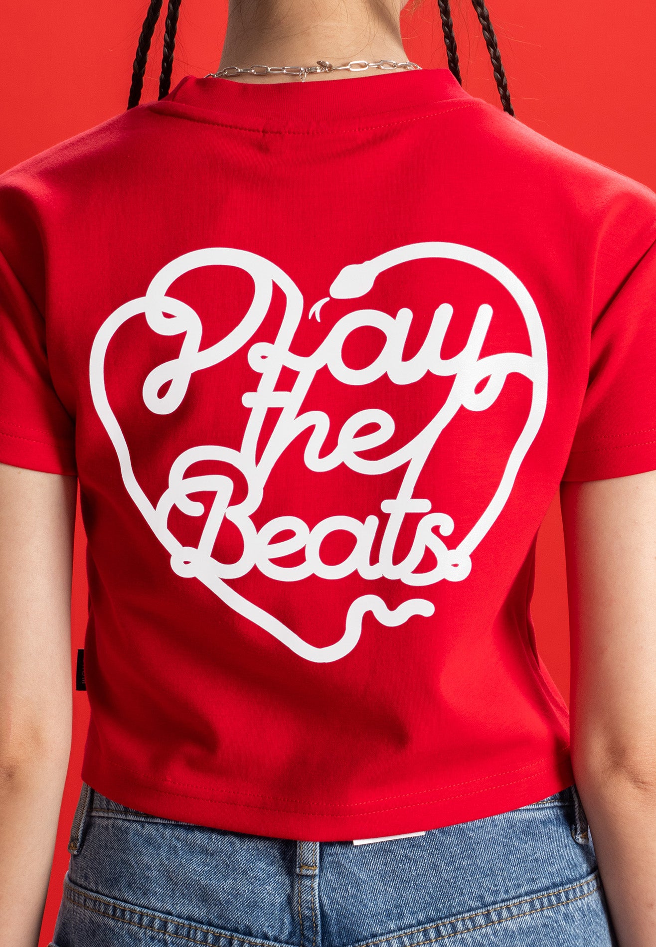 DRUM SELECT Women Reflective Slogan CNY Top- Red