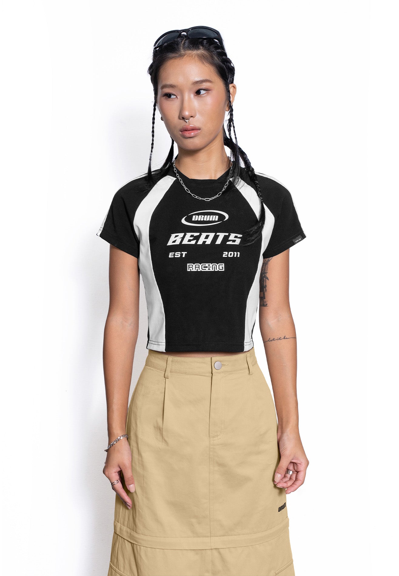 SELECT Women Racing Collection Crop Top- Black