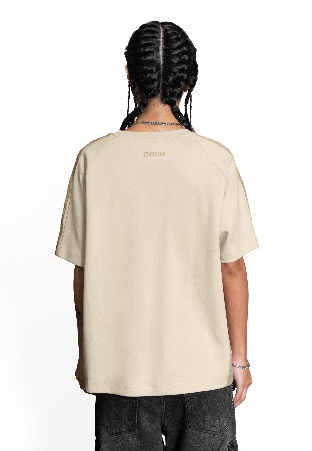 SELECT Women Racing Collection Tipping Oversized Top- Light Khaki