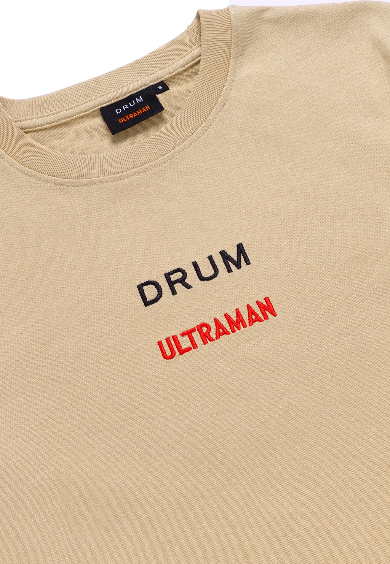 DRUM | ULTRAMAN Women Embroidery Digital Print Crop Top- Light Khaki