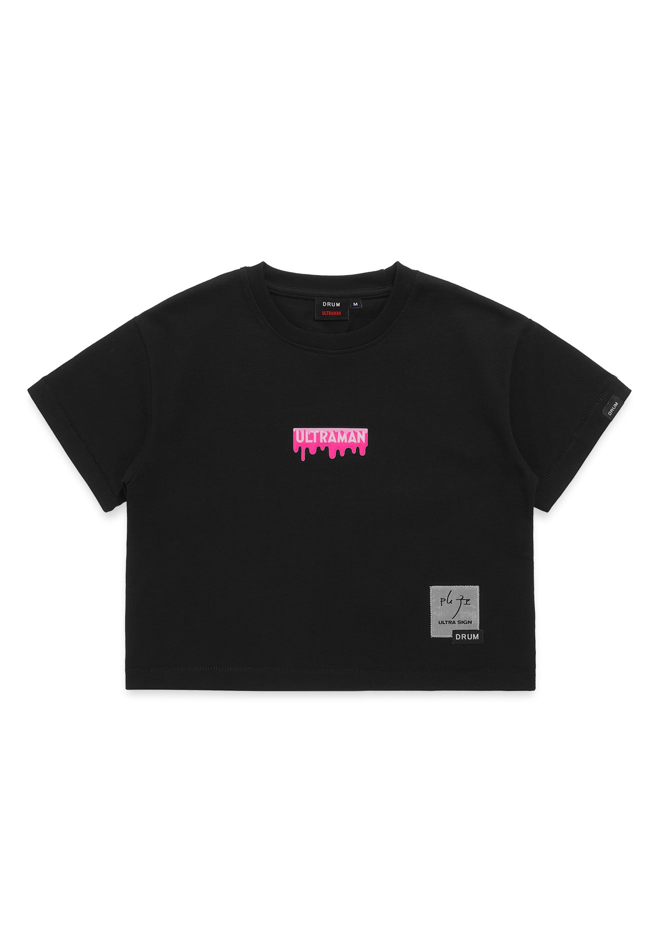 DRUM | ULTRAMAN Women Silicon Print Crop Top- Black