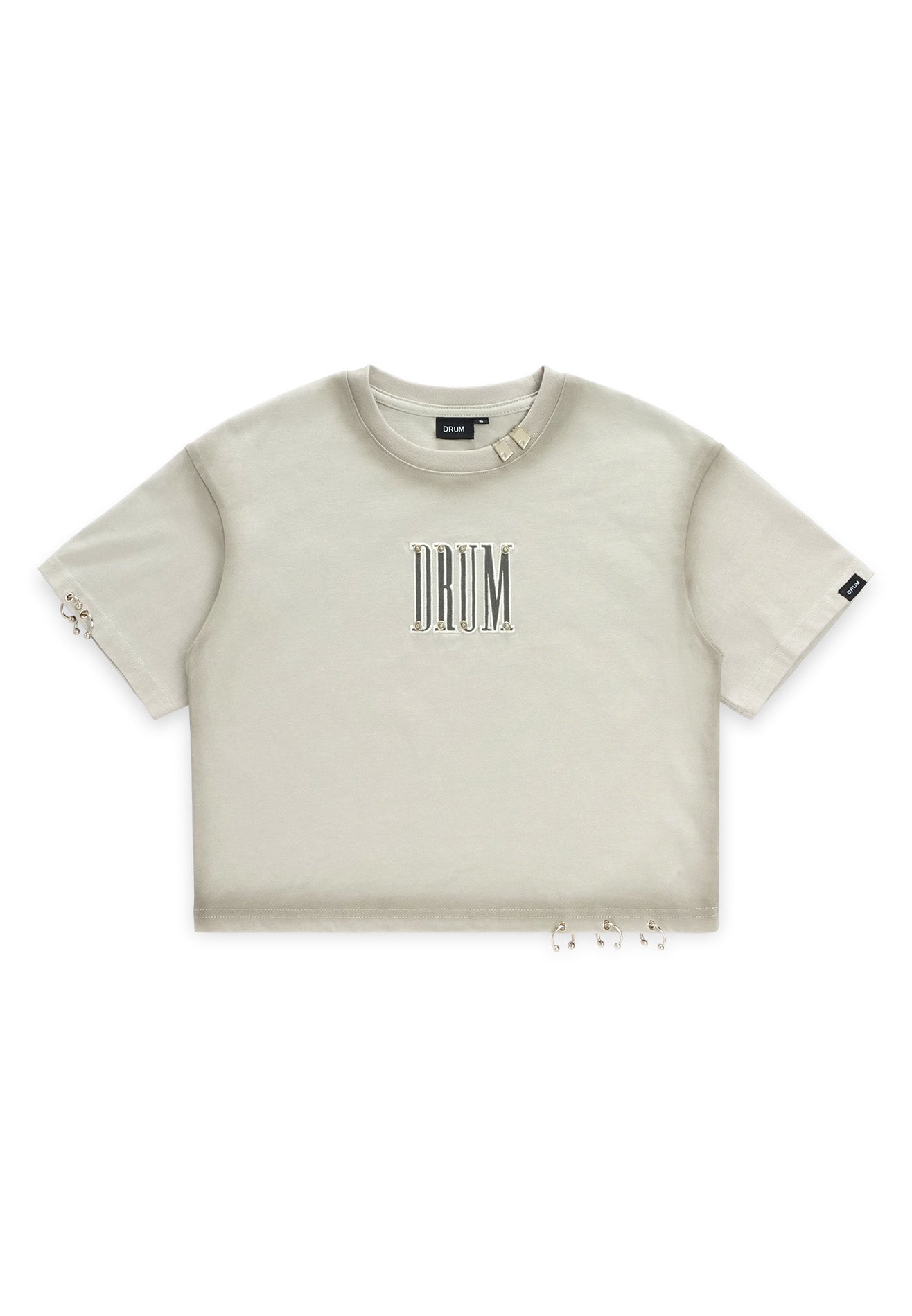 DRUM SELECT Women Ring Details Crop Top- Light Grey