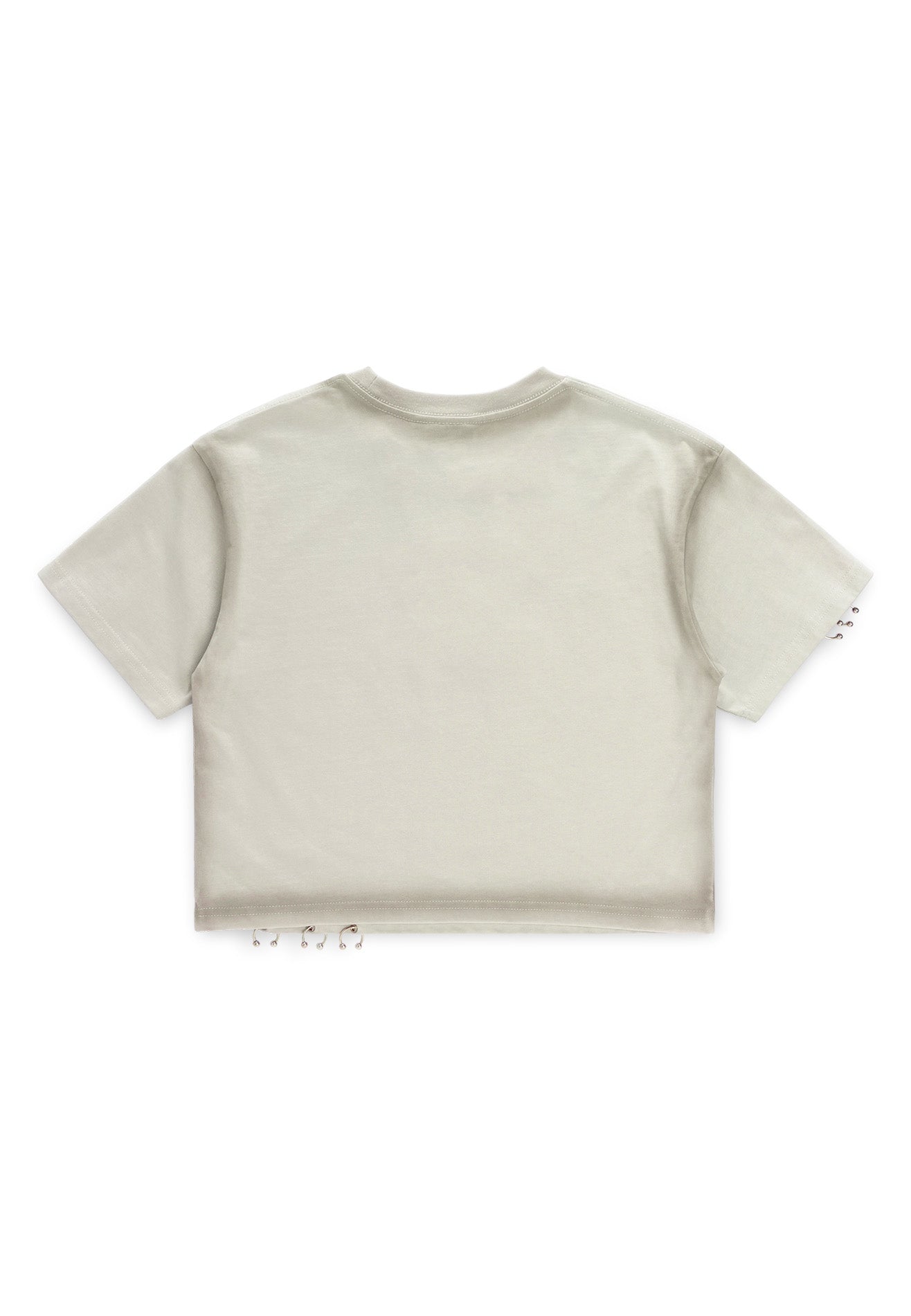 DRUM SELECT Women Ring Details Crop Top- Light Grey