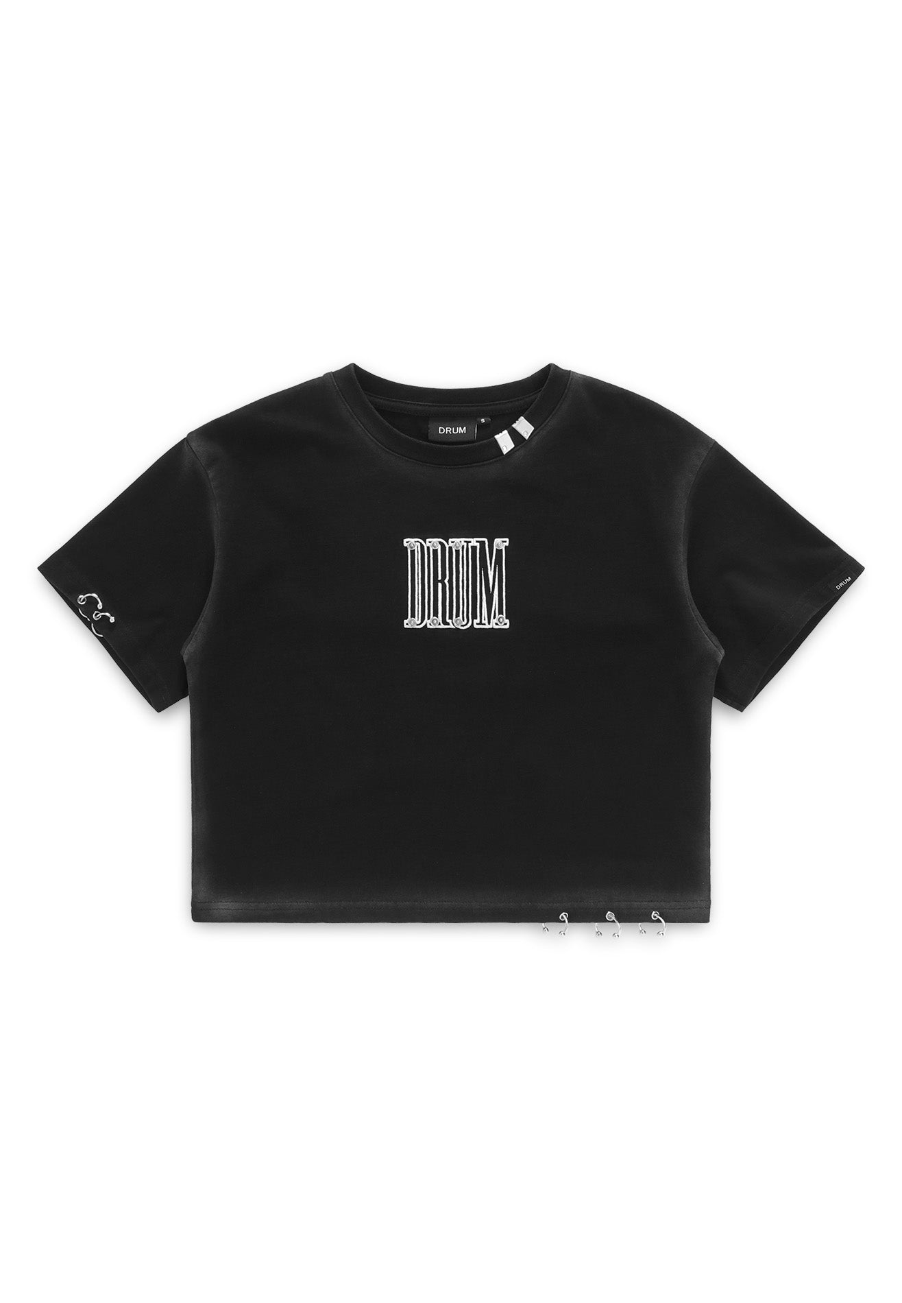 DRUM SELECT Women Ring Details Crop Top- Black