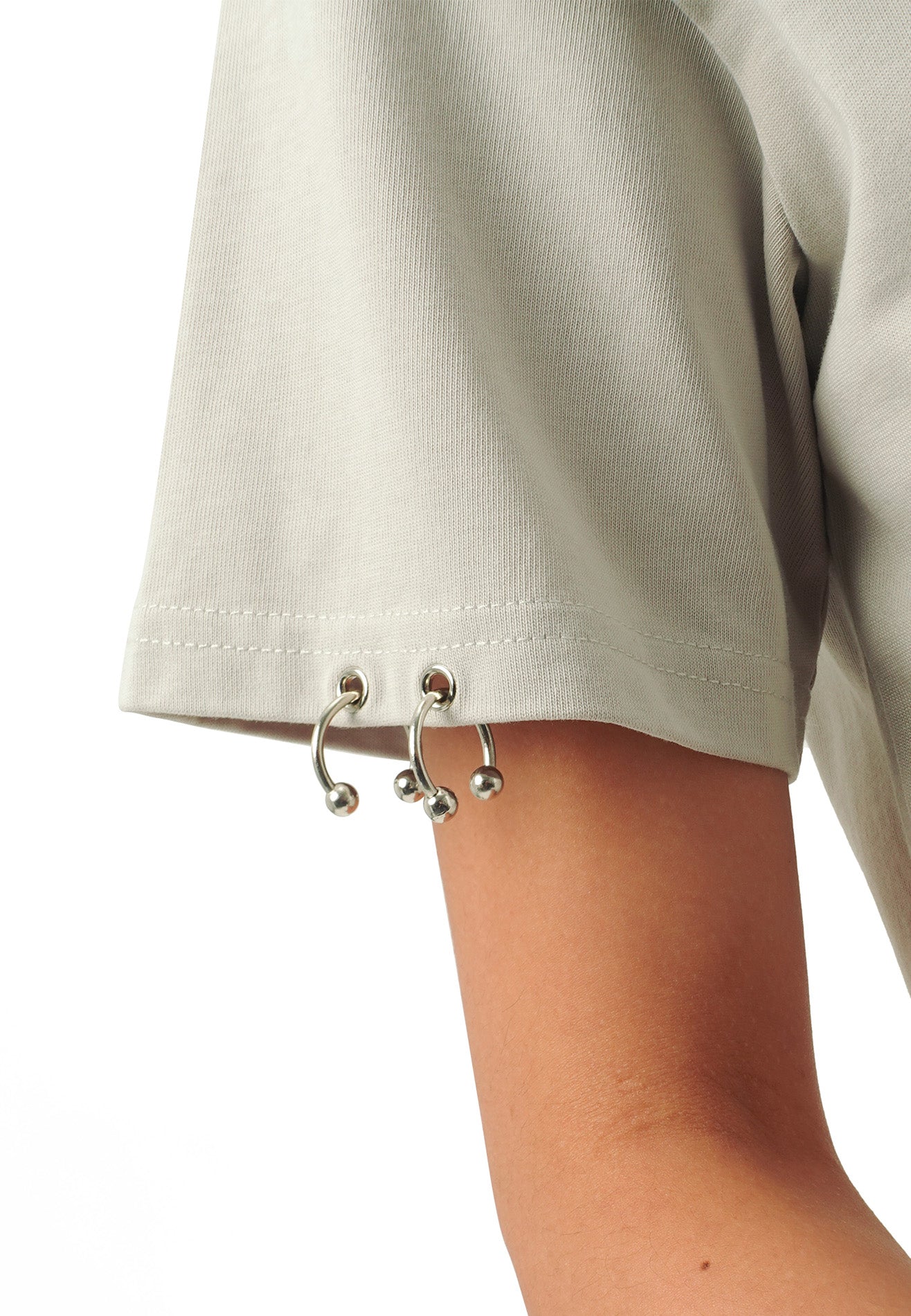 DRUM SELECT Women Ring Details Crop Top- Light Grey