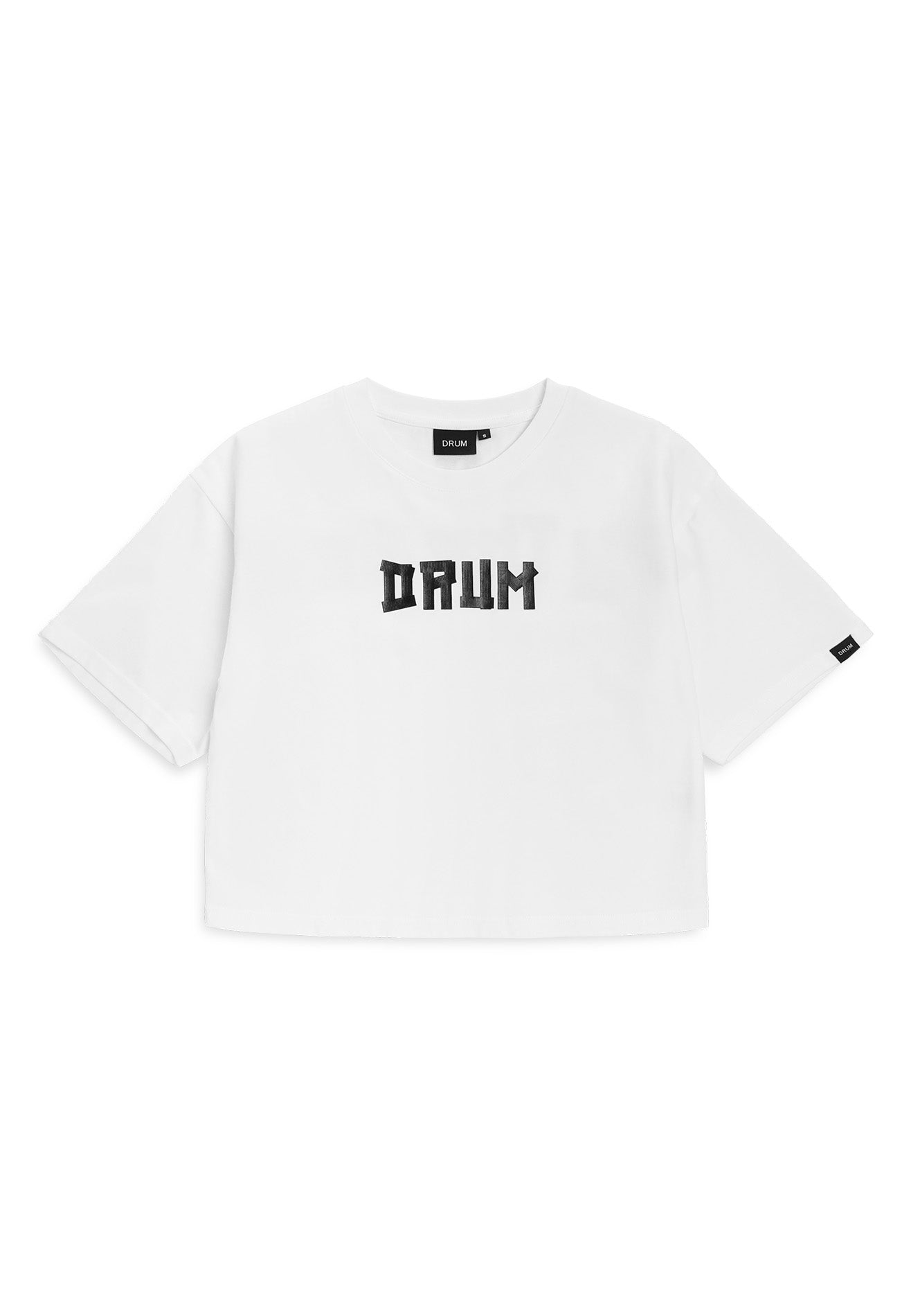 DRUM SELECT Women Slogan Ink Printing Crop Top- White