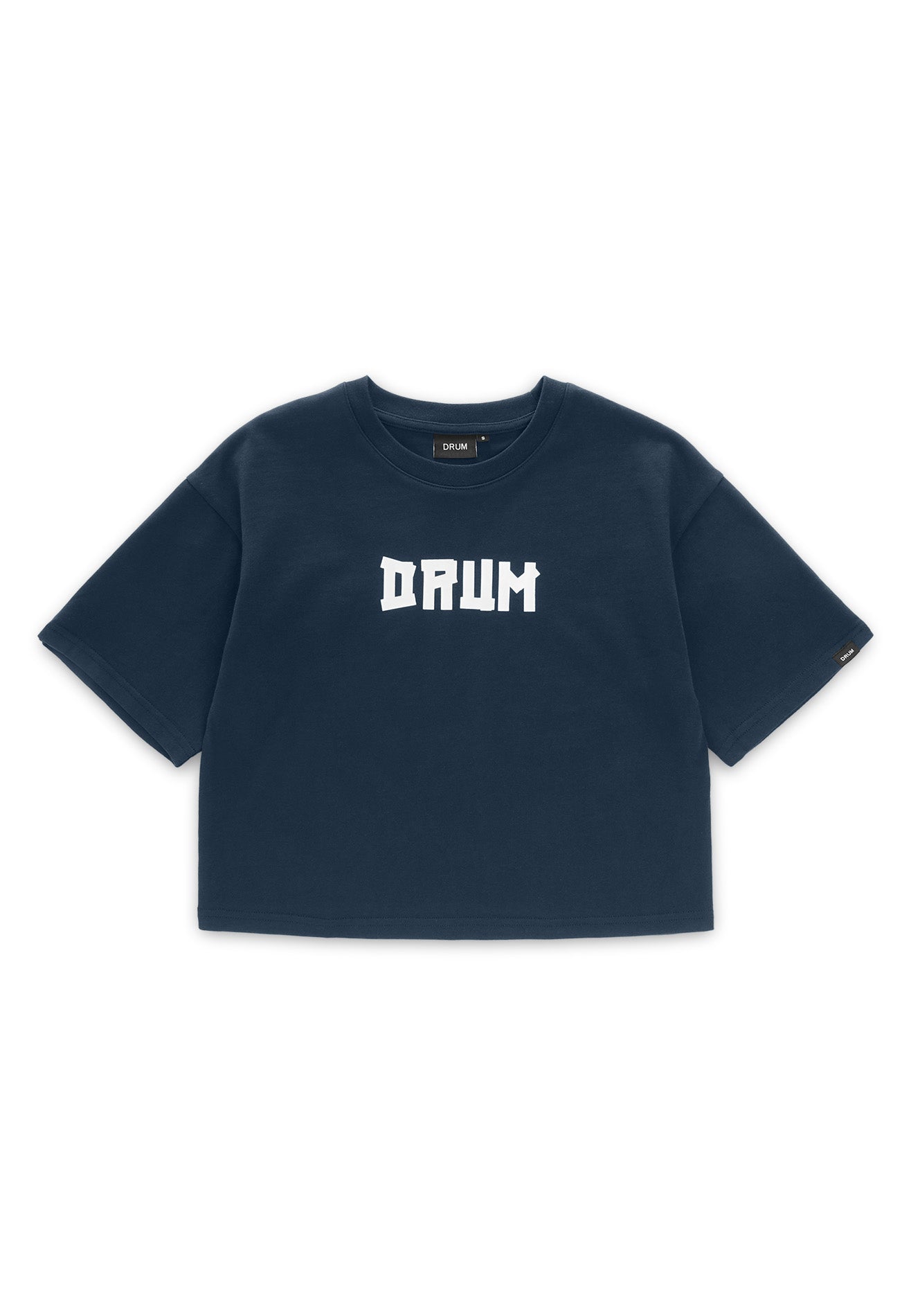 DRUM SELECT Women Slogan Ink Printing Crop Top- Dark Blue