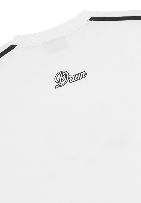 DRUM SELECT Slogan Embroidery Oversized Tee- White