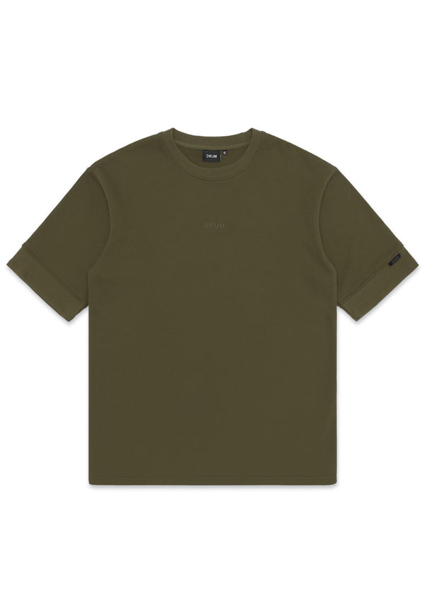 DRUM SELECT Logo Oversized Sleeve Details Tee- Green