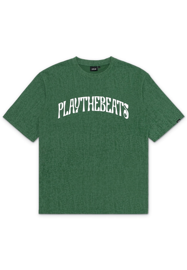 DRUM SELECT Decorative Font Oversized Tee- Green