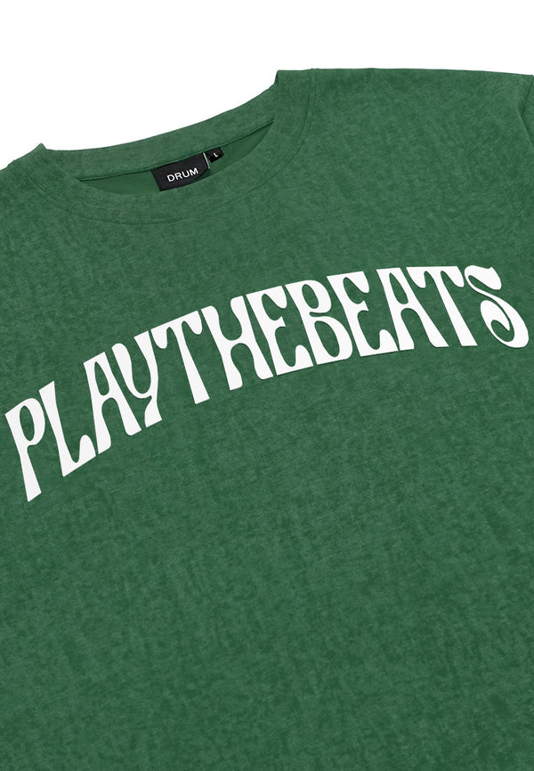 DRUM SELECT Decorative Font Oversized Tee- Green