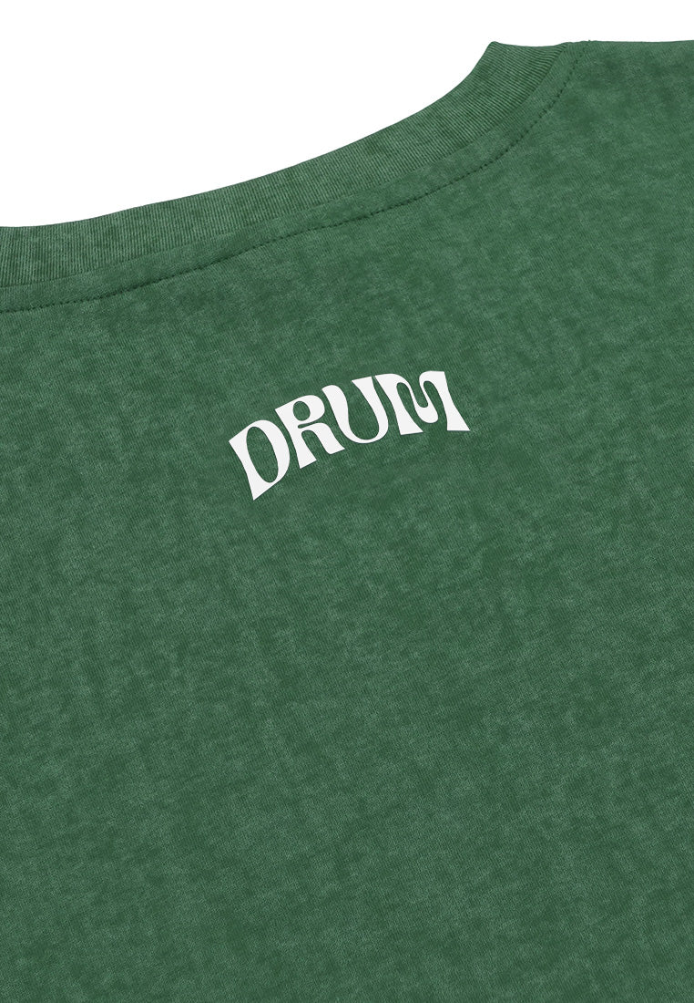 DRUM SELECT Decorative Font Oversized Tee- Green