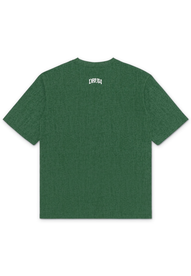 DRUM SELECT Decorative Font Oversized Tee- Green