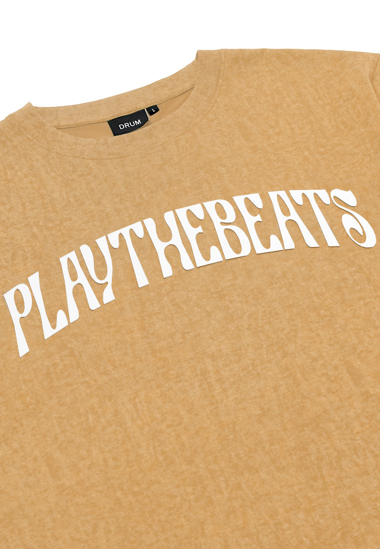 DRUM SELECT Decorative Font Oversized Tee- Khaki