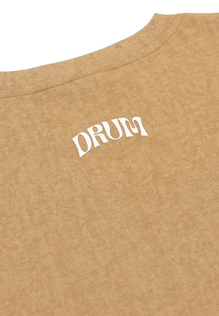 DRUM SELECT Decorative Font Oversized Tee- Khaki