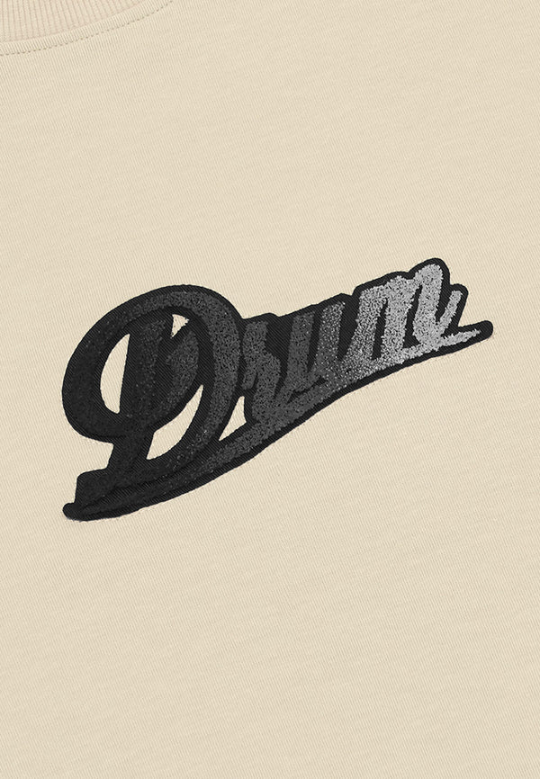 DRUM SELECT Logo Toweling Oversized Tee- Beige