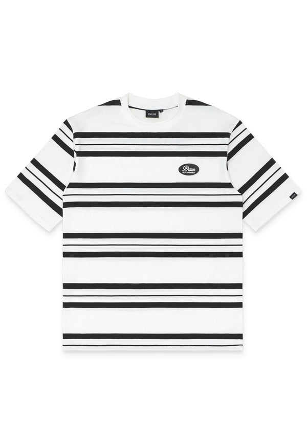 DRUM SELECT Logo Oversized Stripe Tee- Black